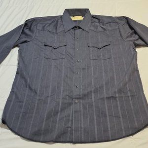 Elegant Panhandle Slim Charcoal Striped Western Shirt - Size XL